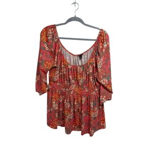 Torrid Red Floral Tunic Top